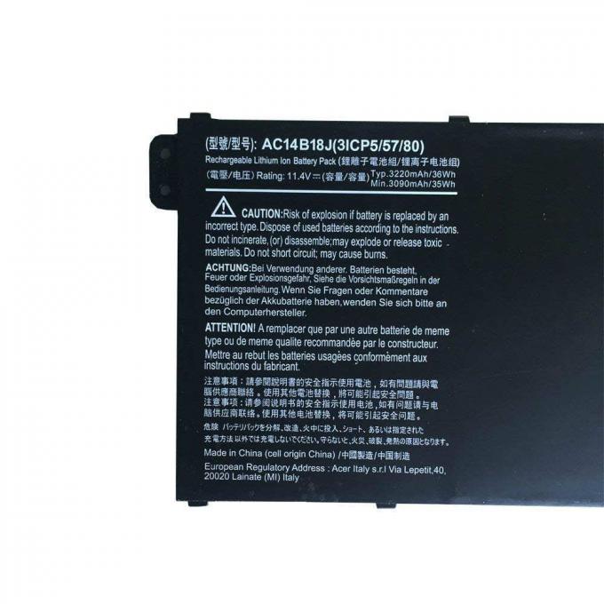 Batteria interna del computer portatile della sostituzione AC14B18J per il nero 11.4V del taccuino di serie dell'Acer Aspire ES1-511